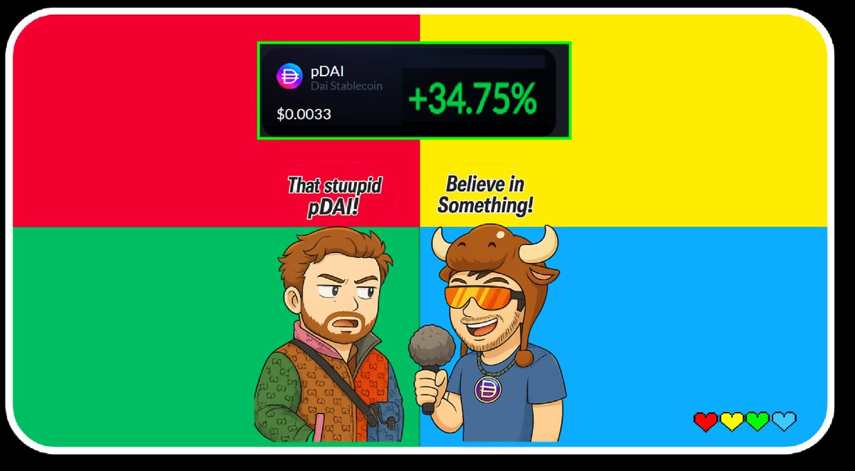 ❤💛💚💙

I can't believe Richard Heart found a way to participate in this StableCoin SuperCycle.

And he does not need to rely on gatekeepers USDT, USDC or SkyNet (USDS) either.

We have our own Decentralised Native Stablecoin.

And it PUMPS, too.

#pDAI is Crypto's Greatest