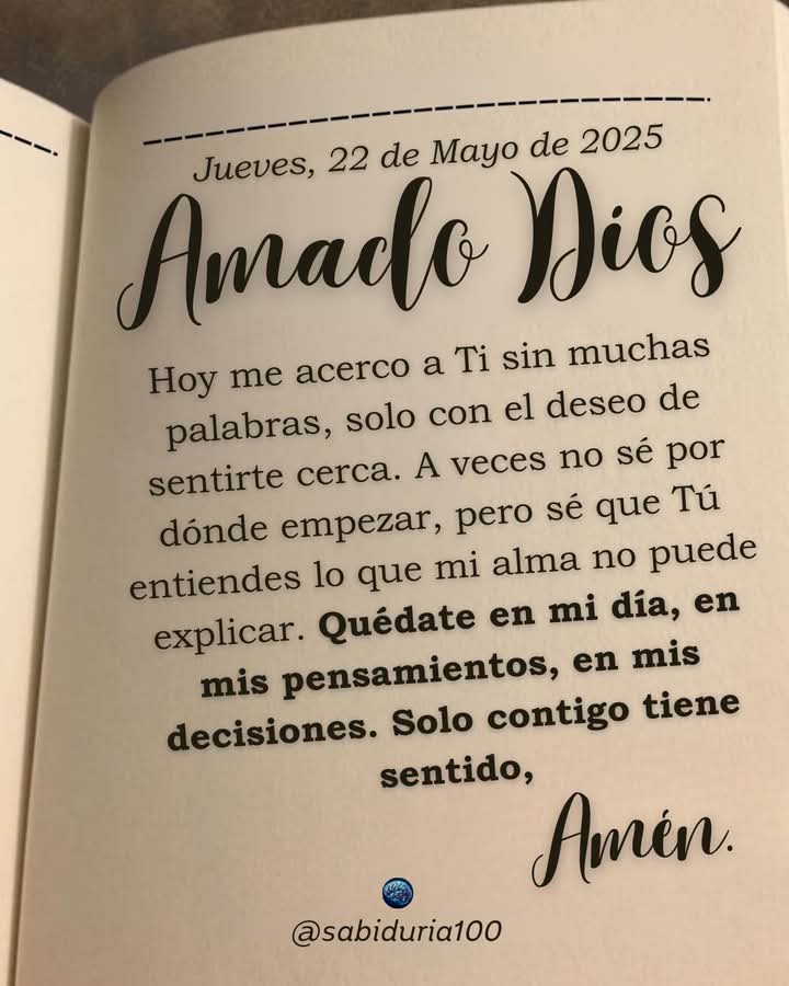LilianaSnchez9's tweet photo. #22deMayo
🌿 Oración de hoy jueves 22 de mayo de 2025 🌿
No importa cómo amaneciste hoy, Dios sigue siendo fiel. #OraciónDelDía #JuevesConDios #FeReal #DiosNoFalla #Bendiciones https://t.co/Q8AnSW7H70