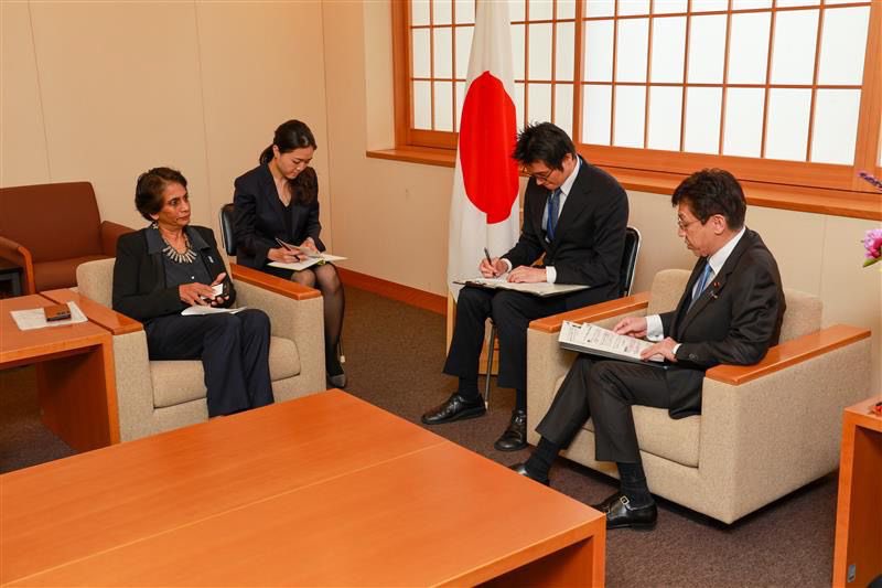 kanniwignaraja's tweet image. An opportunity to discuss shared #HumanDevelopment #HumanSecurity agenda as a certainty, amidst so much global uncertainty, and to express appreciation for support from Japan to @UNDP, with Parliamentary Vice-Minister  for Foreign Affairs Matsumoto, today. See