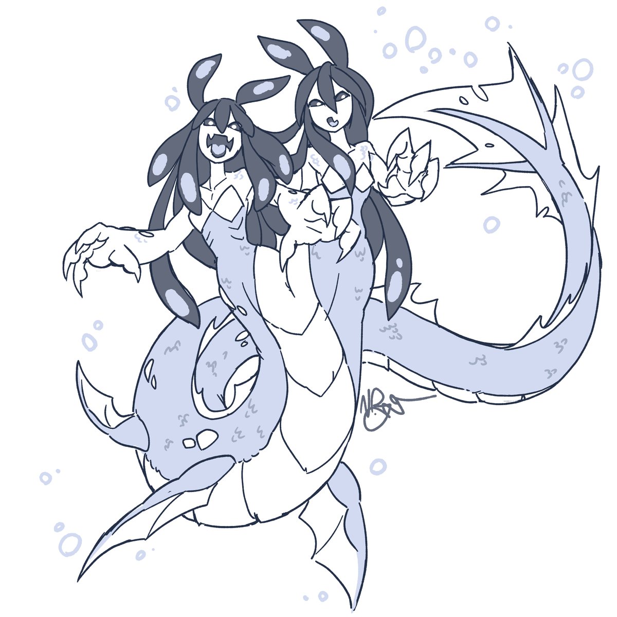 ASP__Ian's tweet photo. A Siren Twins comm drawn by KnebulaKnight over on bsky! Thanks again! #ASP_Art #mermay #mermay2025 https://t.co/aFEfj2HUME