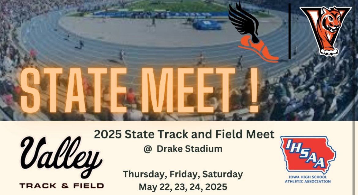It starts today! State track and field! Today is a great day to be a tiger! #tigertough 

🏅 iahsaa.org/track-field/st…
🎟️ iahsaa.org/tickets/
Live results:
results.wayzatatiming.com/meets/53818