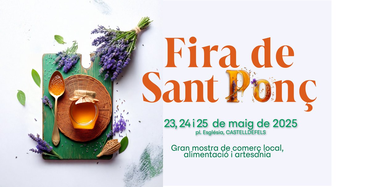 🌸 Torna la Fira de Sant Ponç a Castelldefels!
Mel, herbes medicinals, artesania, sabons naturals i molt més 🍯🌿Un cap de setmana per gaudir de la tradició, els sabors autèntics i el comerç local.
🎶 Música, paradetes i activitats familiars!

<a href="/AjCastelldefels/">Ajuntament de Castelldefels</a>