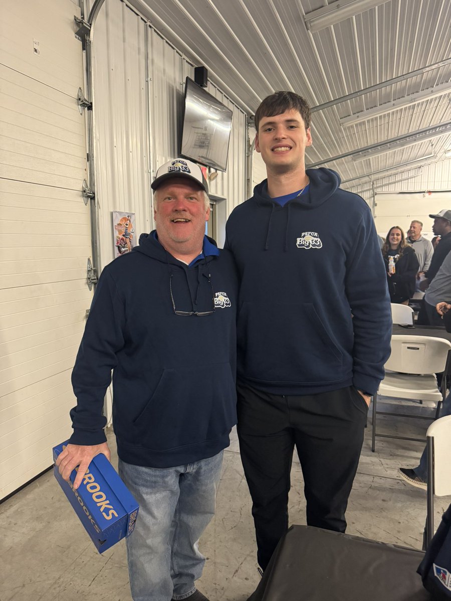 Yesterday was Report Day for the Big 33 teams. At their welcome event, Michael Gelatko is pictured with Jim McCarroll, a 1989 Marian grad, current Pocono Mountain West head football coach, and an assistant coach for this year’s PA team in the Big 33 Game. Can’t wait til Sunday!