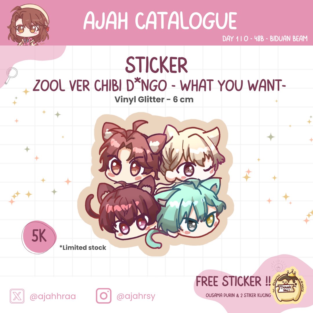 ajahhraa's tweet photo. Likes &amp; RTs appreciated ✨

This is my first time selling at Comifuro w/my friends and this time I'm selling stickers 

📆Day 1, 24 May 2025 
📍Booth : BIDUAN BEAM | O-48B
🌟 Fandom: Idolish7, Trigger, Revale, Zool
📦 OTS only

See u there💫

#comifuro #CF20 #ComifuroXXcatalogue https://t.co/3vKCaK854C