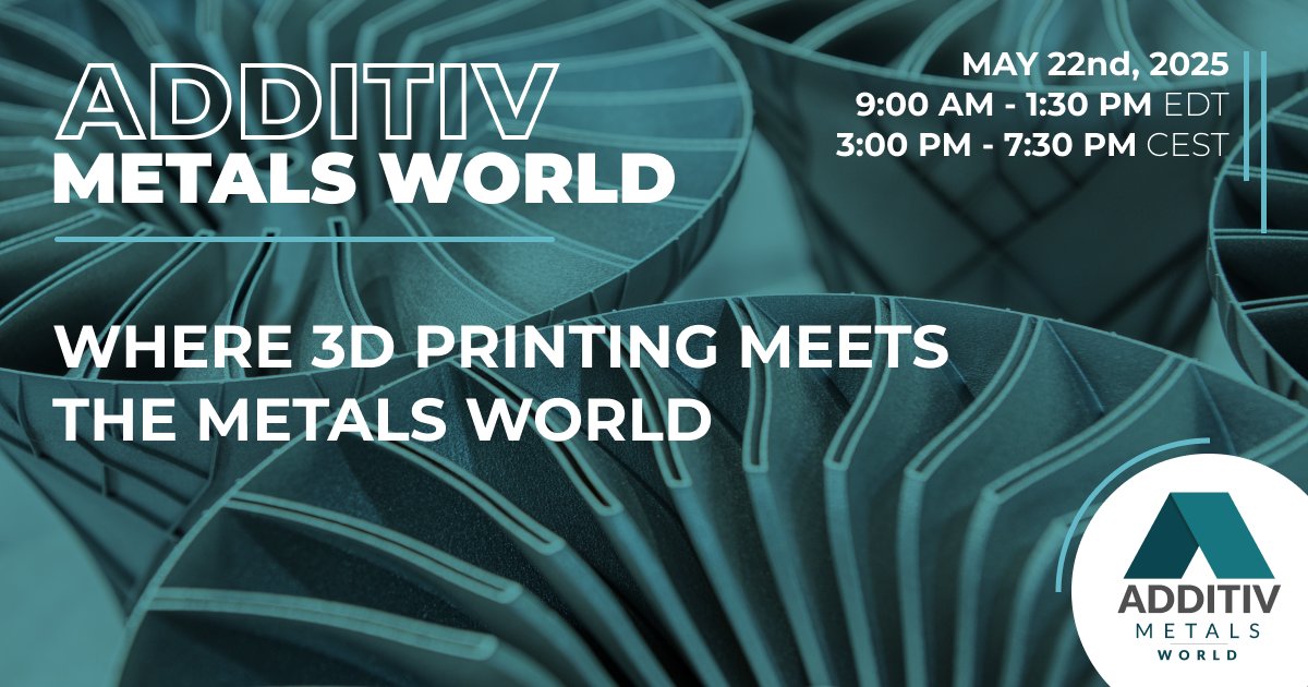 3Dnatives's tweet photo. ADDITIV Metals World has just started! Join us along with 500+ participants at the leading virtual event on metals and #additivemanufacturing! 🚀

📌 Register for free: https://t.co/kDvt5o8ziR https://t.co/WbZLSecxTd
