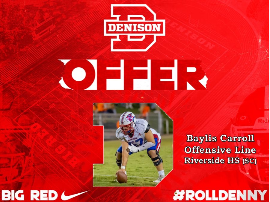 Baylis Carroll (@bayliscarroll) on Twitter photo After a great conversation with <a href="/coachhatem/">Jack Hatem</a> I am BLESSED to receive my 1st offer from <a href="/DUFootball/">Denison Football</a> !! <a href="/coachjo51/">Jovon Johnson</a> <a href="/RHS_FB/">RHS Football</a> <a href="/twilkes13/">Thomas Wilkes</a> <a href="/MattRochester50/">Matthew Rochester</a> <a href="/CoachCamStepp/">Cam Stepp</a> After a great conversation with <a href="/coachhatem/">Jack Hatem</a> I am BLESSED to receive my 1st offer from <a href="/DUFootball/">Denison Football</a> !! <a href="/coachjo51/">Jovon Johnson</a> <a href="/RHS_FB/">RHS Football</a> <a href="/twilkes13/">Thomas Wilkes</a> <a href="/MattRochester50/">Matthew Rochester</a> <a href="/CoachCamStepp/">Cam Stepp</a>