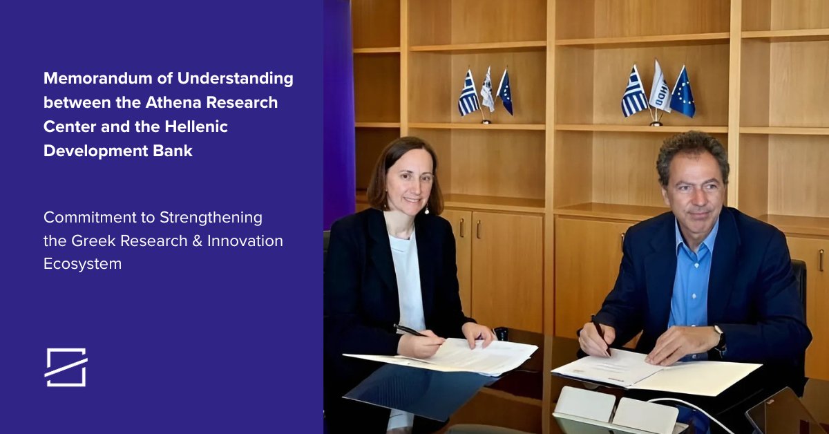 athenaRICinfo's tweet image. 🤝 The #AthenaRC and the Hellenic Development Bank signed an #MoU to boost innovation and turn research into real-world solutions. The partnership aims to connect scientific results with entrepreneurship and market needs.
➡️ More: bit.ly/4k8SH64