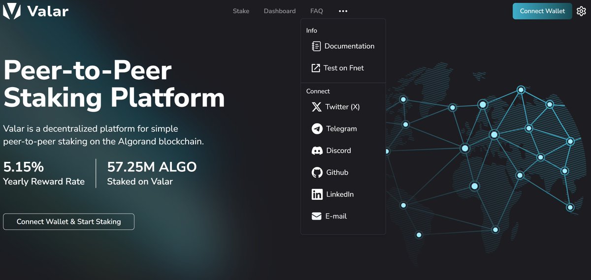 Latest #Valar (v0.2.0) updates:

Visual improvements✨
Default payment currency changed to $ALGO 💸
For validators: display only active contracts for clearer overview🗒️
Bug fixes✅

#AlgorandCan #peer2peer #staking #decentralization