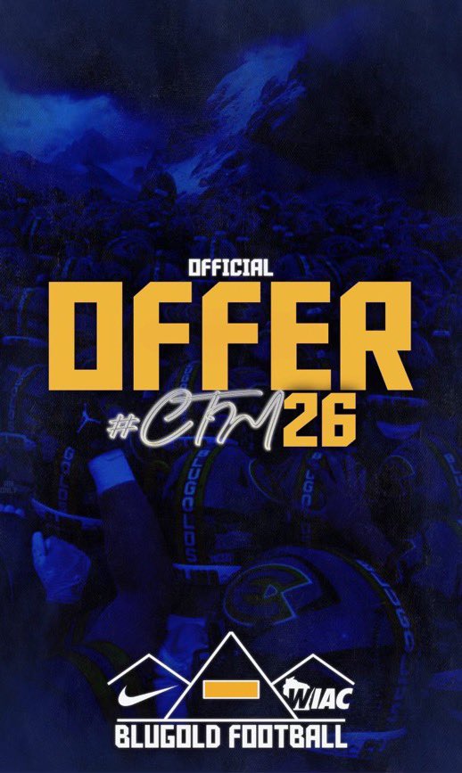Joseph Mapson (@joseph_mapson) on Twitter photo After an amazing visit and many conversations with <a href="/CoachBobDunnJr/">Bob Dunn</a> and <a href="/CoachE_Blugolds/">Rob Erickson</a> i’m blessed to have received an offer to play football at <a href="/UWEauClaire/">UW-Eau Claire</a>!! #AGTG #RollGolds
<a href="/AndoverHuskies/">Andover HS Football</a>
<a href="/PrepRedzoneMN/">Prep Redzone Minnesota</a>
<a href="/OJW_Scouting/">PrepRedzone Oliver</a>
<a href="/NWahlScouting/">Nate Wahl</a>
<a href="/CSAPrepStar/">PREPSTAR</a> After an amazing visit and many conversations with <a href="/CoachBobDunnJr/">Bob Dunn</a> and <a href="/CoachE_Blugolds/">Rob Erickson</a> i’m blessed to have received an offer to play football at <a href="/UWEauClaire/">UW-Eau Claire</a>!! #AGTG #RollGolds
<a href="/AndoverHuskies/">Andover HS Football</a>
<a href="/PrepRedzoneMN/">Prep Redzone Minnesota</a>
<a href="/OJW_Scouting/">PrepRedzone Oliver</a>
<a href="/NWahlScouting/">Nate Wahl</a>
<a href="/CSAPrepStar/">PREPSTAR</a>
