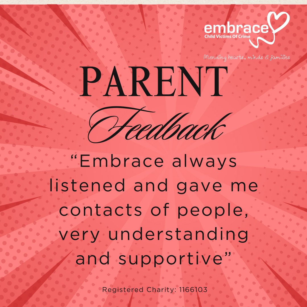 Embrace provided this parent resources and signposted the family for additional support to help them access the support they deserved. 

When parents feel empowered, they become advocates for their children, helping to create a solid foundation for success.
 #EmbraceCVOC