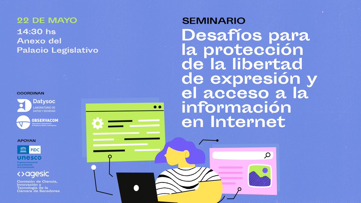 Observacom's tweet image. 📌 Hoy a las 14:30 es el Seminario “Desafíos para la protección de la libertad de expresión y el acceso a la información en Internet” en el Parlamento. Un espacio para pensar la regulación de las grandes plataformas digitales.
Transmisión en directo ▶️ youtube.com/live/R4sy2IWPj…