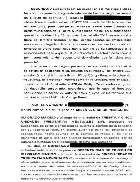 Como precedente. El 2023 en <a href="/Muni_Maipu/">Municipalidad de Maipú</a> constatamos que nuestro ex DOM viajó al extranjero haciendo uso de licencia medica. Luego de destituirlo, lo denunciamos a Fiscalia y se le condenó por delitos de obtención de licencia falsa y obtención fraudulenta de prestaciones estatales