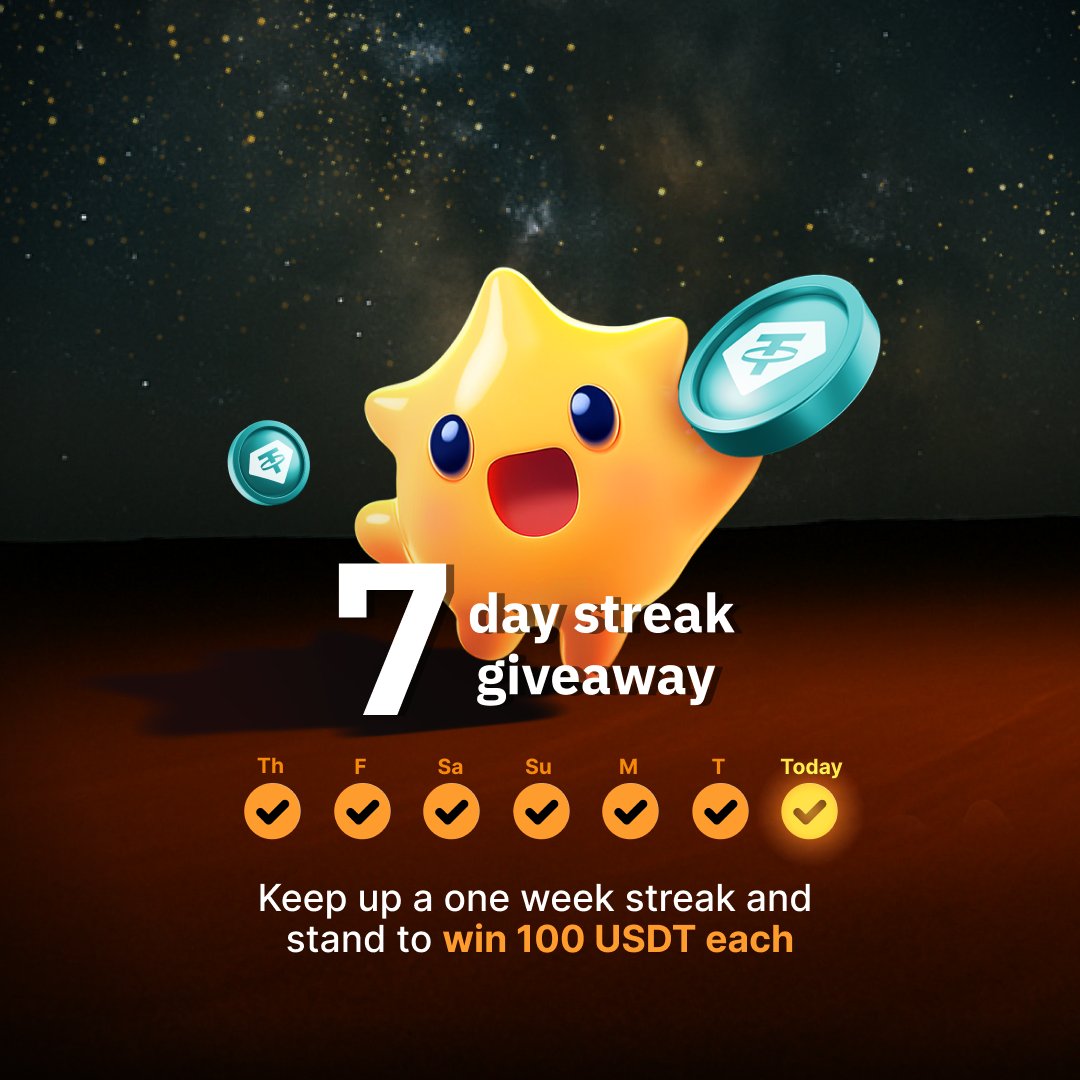 🔥 Daily Login Streak Giveaway 🔥

✅ Log in daily for a week &amp; share your Login Streak screenshot!
✅ Use #BybitDailyLogin ⭐
✅ Drop your UID and tag us <a href="/Bybit_Official/">Bybit</a>

📆 Until Aug 17, 2025 

Join now and win 100 $USDT each: i.bybit.com/2GGabb9i