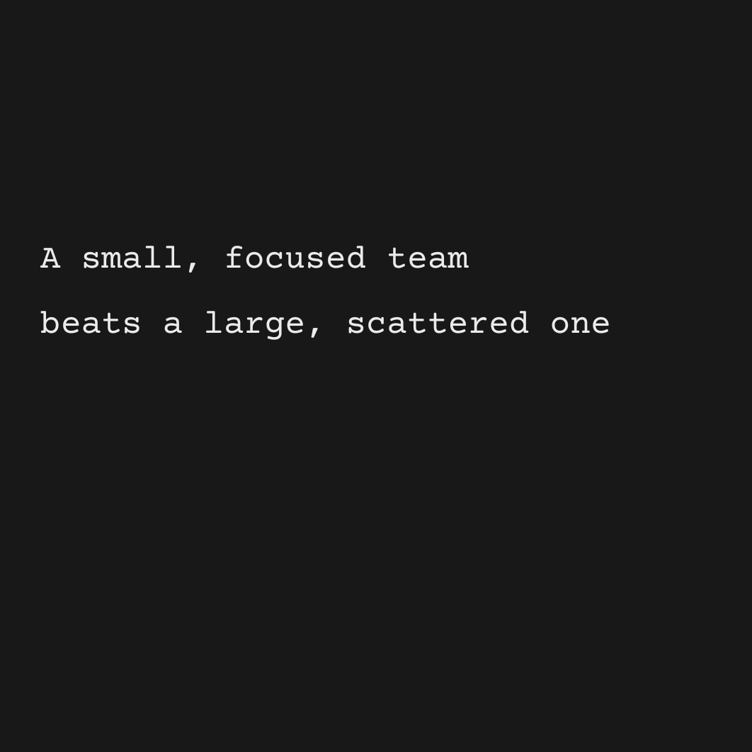 TechFounds's tweet image. It&apos;s better to have a few people on the same page than a huge team that doesn&apos;t get the vision