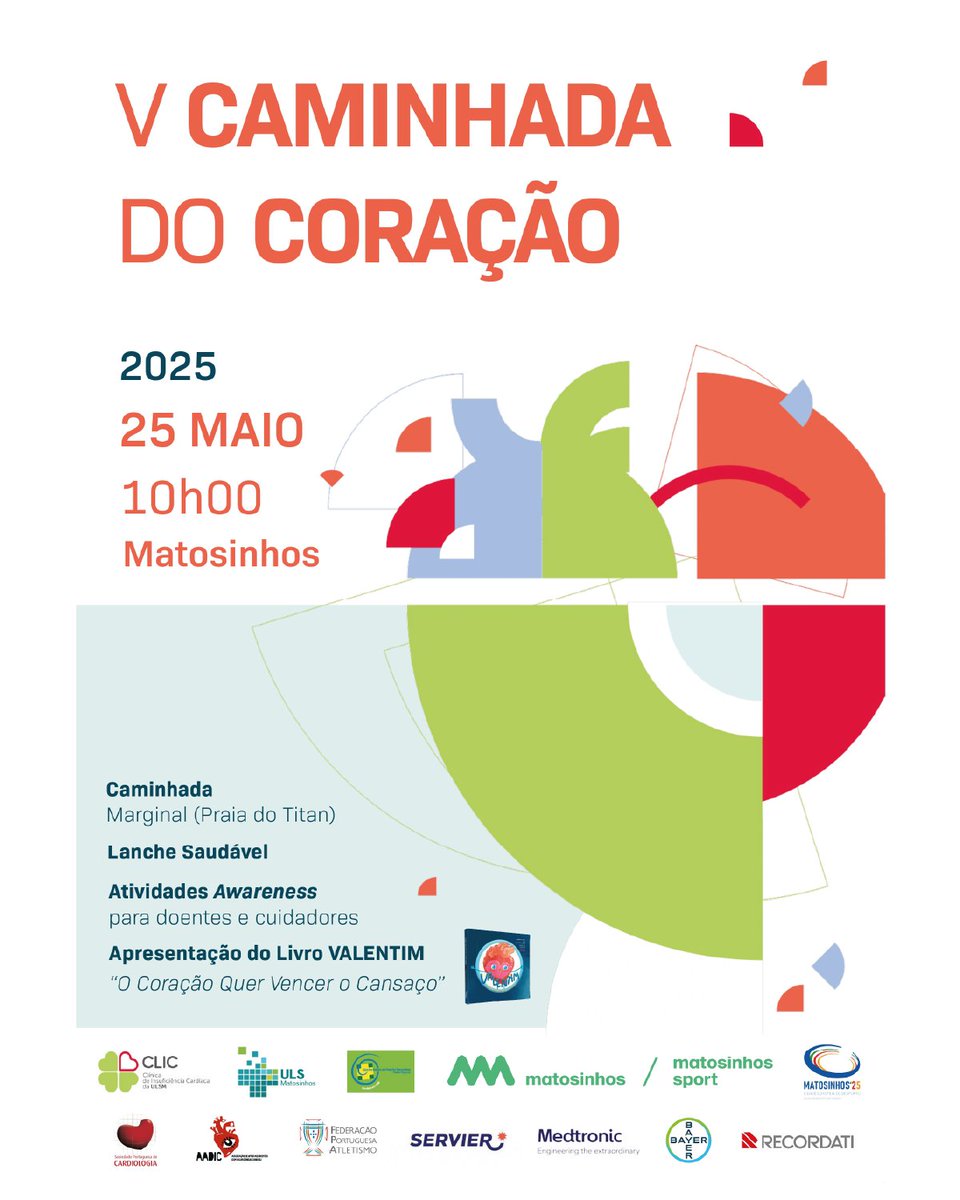 A Sociedade Portuguesa de Cardiologia vai juntar-se à V Caminhada do Coração!
 
📅 25 de maio • 10h
📍 Marginal (Praia do Titan), Matosinhos
 
Participe e dê um passo pela saúde cardiovascular: uma manhã ativa, lanche saudável e atividades de sensibilização para doentes e