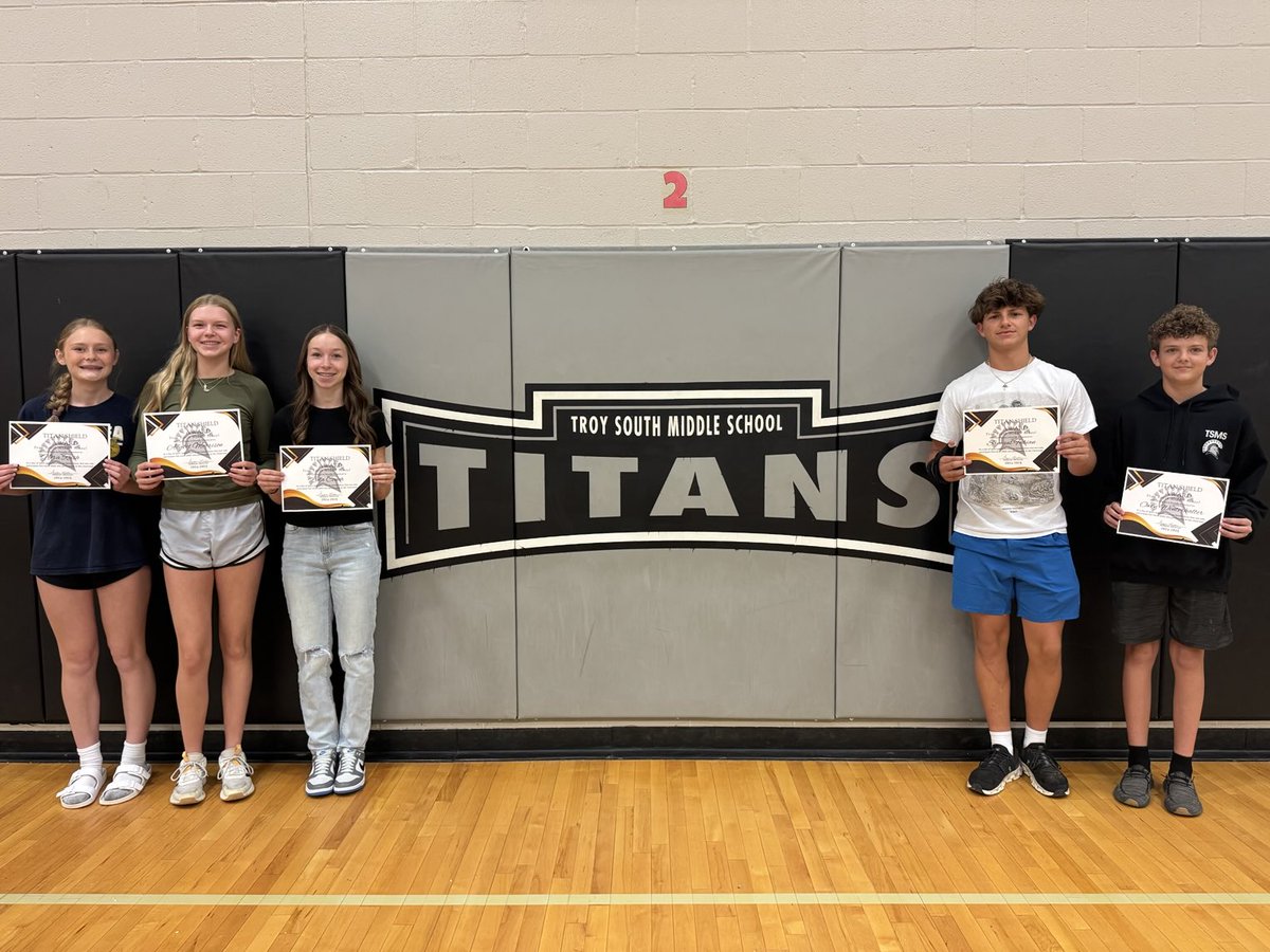 TSMS Titan Athletics and Activities (@tsmsad) on Twitter photo Congratulations to our Titan Shield Award winners! These students participated in 6 sport seasons <a href="/TroySouthMiddle/">Troy South Middle</a> while maintaining >3.5 GPA. Thank you for your commitment to being #TitanStrong Congratulations to our Titan Shield Award winners! These students participated in 6 sport seasons <a href="/TroySouthMiddle/">Troy South Middle</a> while maintaining >3.5 GPA. Thank you for your commitment to being #TitanStrong