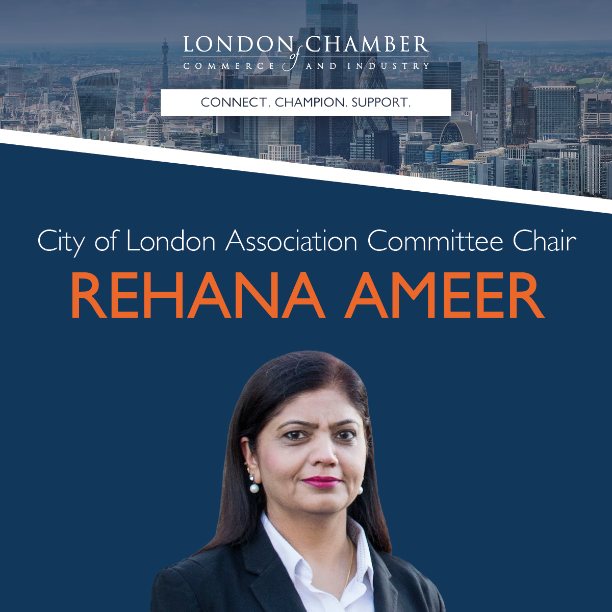 London Chamber of Commerce and Industry (@londonchamber) on Twitter photo We are delighted to welcome <a href="/TheRehanaAmeer/">Rehana Ameer FRSA</a> on board as the new Committee Chair of our City of London Association.
She is committed to championing the interests of SMEs and services in the Square Mile, as well as working with key stakeholders to promote the City globally. We are delighted to welcome <a href="/TheRehanaAmeer/">Rehana Ameer FRSA</a> on board as the new Committee Chair of our City of London Association.
She is committed to championing the interests of SMEs and services in the Square Mile, as well as working with key stakeholders to promote the City globally.