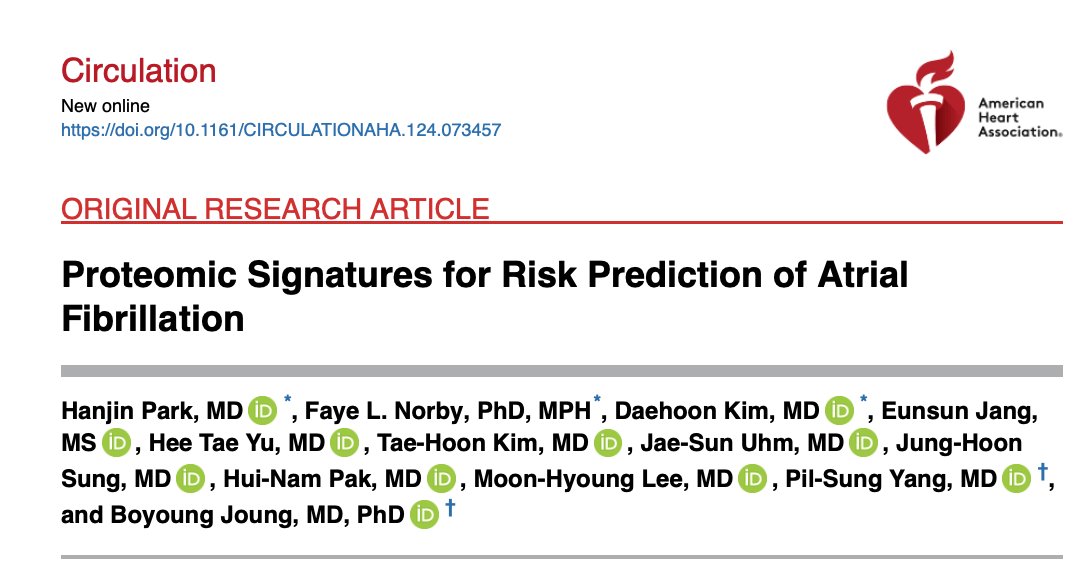 Abdulla A. Damluji, MD, PhD (@drdamluji) on Twitter photo Proteomic Signatures for Risk Prediction of Atrial Fibrillation: <a href="/CircAHA/">Circulation</a>
š„ø - we proposed to study this in the context of CAD/PCI but NHLBI reviewers did not like the idea: <a href="/MichaelGNanna/">Michael Nanna</a> <a href="/Ajar_Kochar/">Ajar Kochar</a>
š±Summary
ššš Proteomic Signatures for Risk Prediction of Atrial Fibrillation: <a href="/CircAHA/">Circulation</a>
š„ø - we proposed to study this in the context of CAD/PCI but NHLBI reviewers did not like the idea: <a href="/MichaelGNanna/">Michael Nanna</a> <a href="/Ajar_Kochar/">Ajar Kochar</a>
š±Summary
ššš