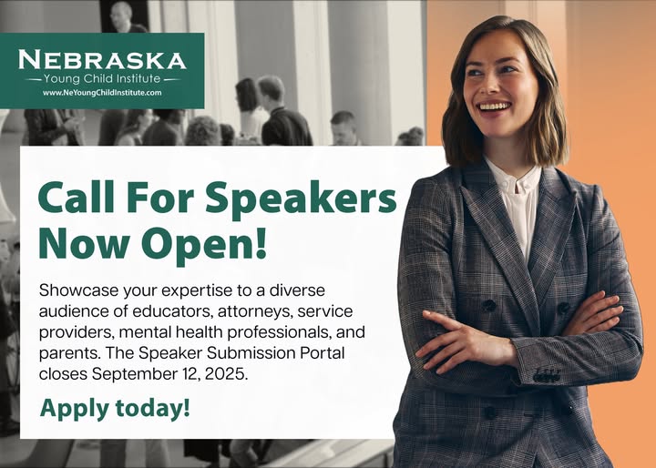 NebraskaBabies's tweet image. 📣 We want to hear from YOU! The 2026 Nebraska Young Child Institute is now accepting proposals from professionals eager to share their knowledge and expertise to improve outcomes for young children and their families. Visit their website to learn more: neyoungchildinstitute.com/2026/call-for-…