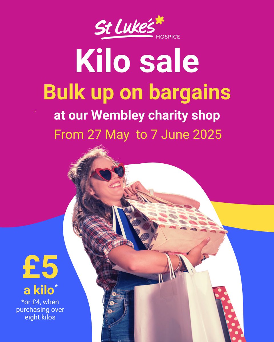 Our Wembley charity shop is holding a special Kilo Sale – a great opportunity to find affordable fashion while supporting care in your community.

Don't miss out on the opportunity to refresh your wardrobe.

Address: 375 High Road, Wembley, HA9 6AA