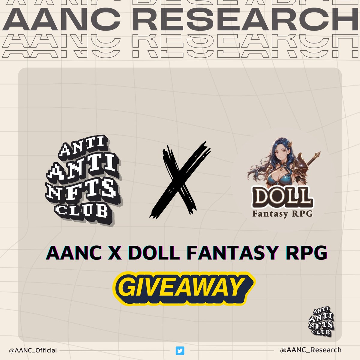 AANC Research 🪬 (@aanc_research) on Twitter photo 🎟️ AANC ⚔️ Doll Fantasy RPG Giveaway
🍈 4 GTD spots up for grabs!
How to enter:
🍈 Follow <a href="/AANC_Research/">AANC Research 🪬</a> & <a href="/ronencoin/">Ronen Mining Network ✳️</a>, <a href="/DollsOnRonin/">Doll Fantasy RPG</a>
🍈 Like & RT, Tag 3 frens
🍈 Drop your Ronin address (no RNS!)
🍈 Join Discord 👉 discord.gg/ronen
WINNER WILL BE PICKED WITH XPICKR 🎟️ AANC ⚔️ Doll Fantasy RPG Giveaway
🍈 4 GTD spots up for grabs!
How to enter:
🍈 Follow <a href="/AANC_Research/">AANC Research 🪬</a> & <a href="/ronencoin/">Ronen Mining Network ✳️</a>, <a href="/DollsOnRonin/">Doll Fantasy RPG</a>
🍈 Like & RT, Tag 3 frens
🍈 Drop your Ronin address (no RNS!)
🍈 Join Discord 👉 discord.gg/ronen
WINNER WILL BE PICKED WITH XPICKR