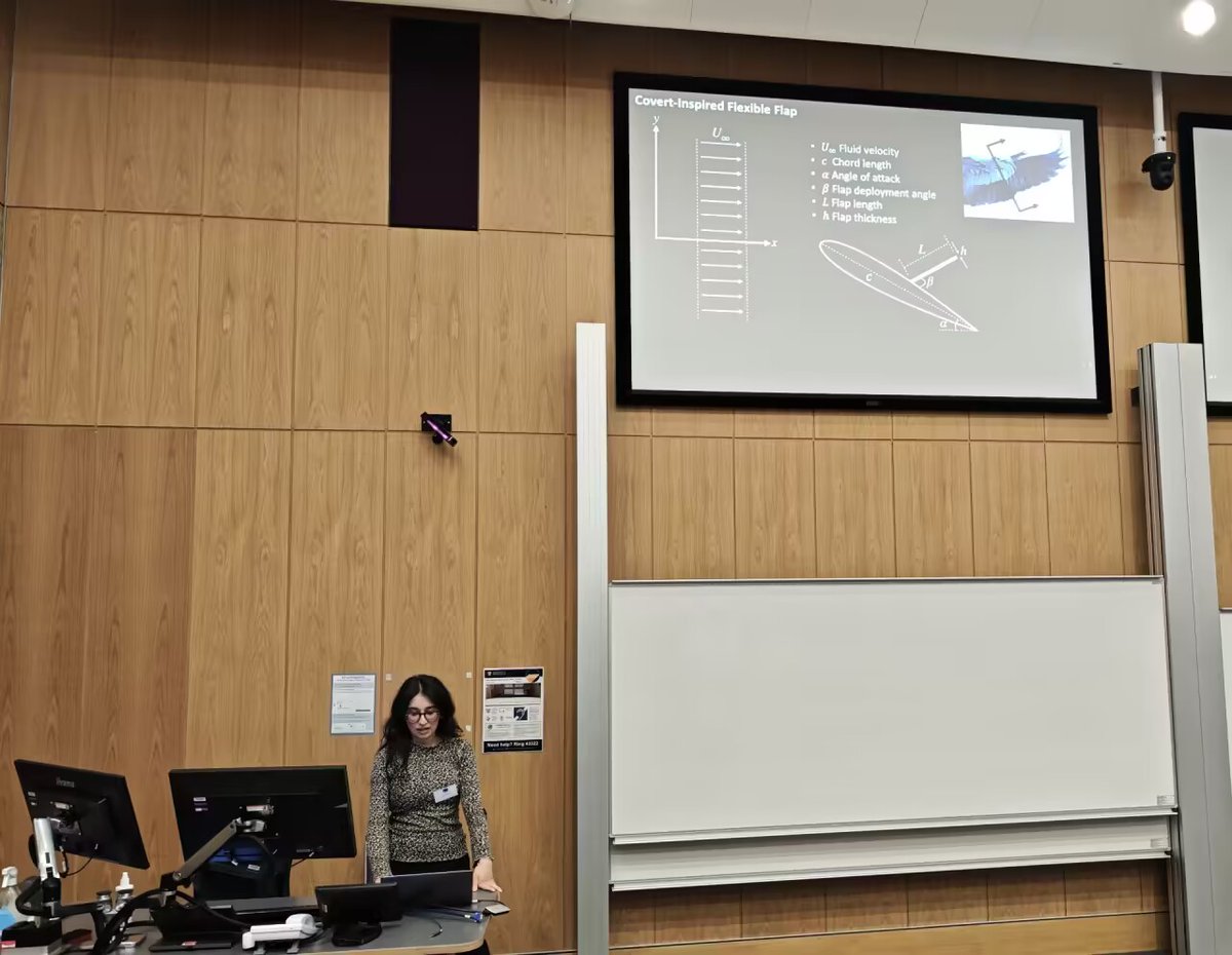 Hibah Saddal gave the final pre-lunch talk at #bearpgrconf25, showcasing how she models bio-inspired fluid–structure interaction using open-source tools. Her work takes cues from bird feathers to simulate flexible flaps on wings, with applications in UAV design. ^YZ