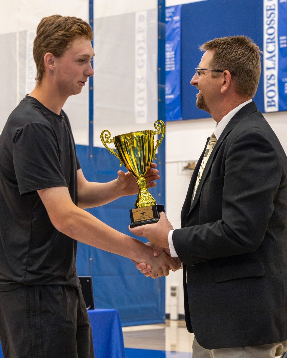 Dawson Kusel: Dawson Male Mustang Cup award winner! 3 sport athlete (tennis, basketball, baseball). Talented athlete, great teammate, and made sure everyone had FUN!
Congratulations, Dawson!