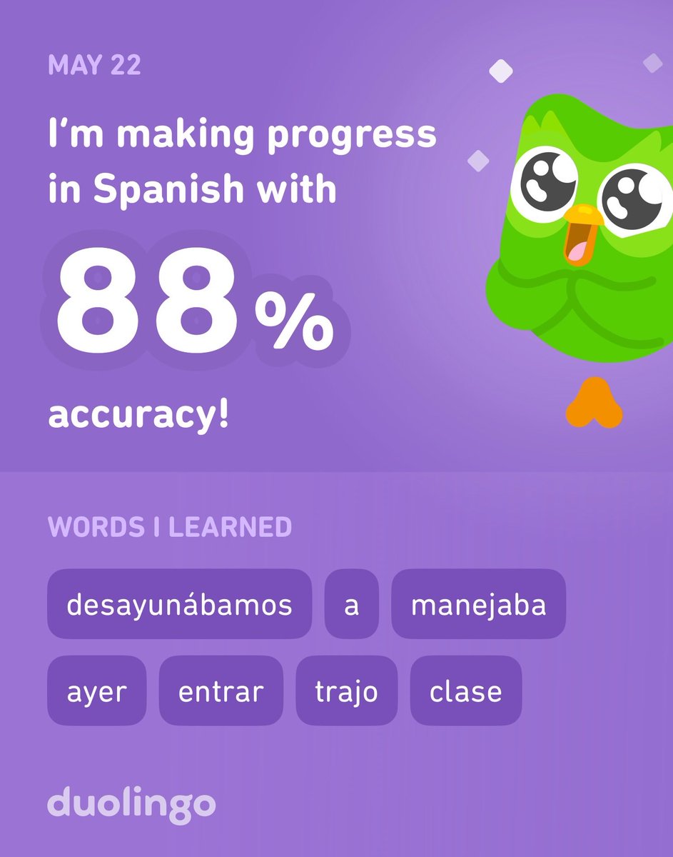 PounderWeek's tweet image. I’m learning Spanish on Duolingo! It’s free, fun, and effective.