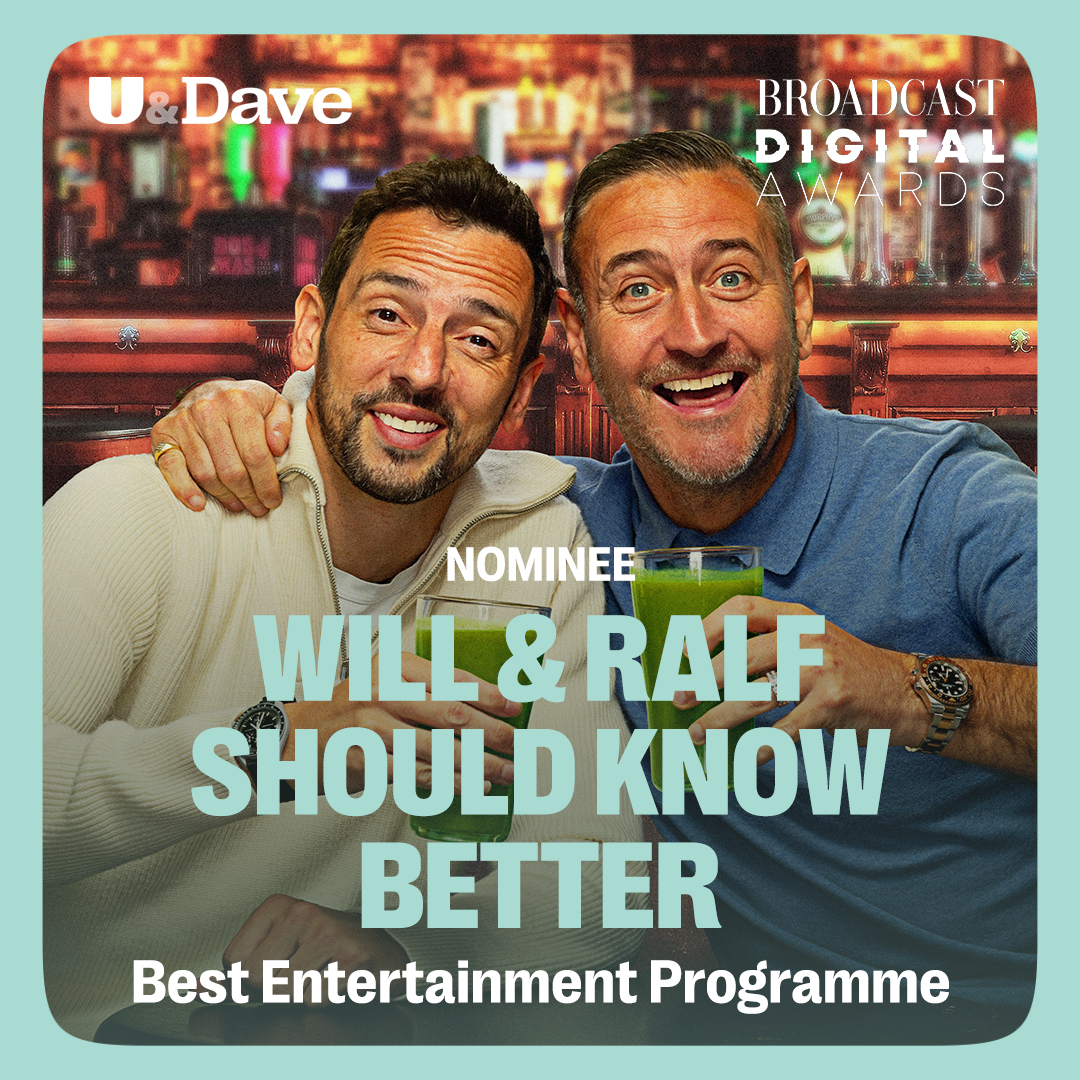 U&Dave (@davechannel) on Twitter photo Hot on the heels of announcing series 2, we're pleased to say that Will & Ralf Should Know Better series 1 has been nominated for the Best Entertainment Programme at the <a href="/BroadcastDigi/">Broadcast Digital Awards</a>
Congratulations <a href="/Mellor76/">Will Mellor</a> and <a href="/RalfLittle/">Ralf Little š</a> (although we're still not sure if you do know better Hot on the heels of announcing series 2, we're pleased to say that Will & Ralf Should Know Better series 1 has been nominated for the Best Entertainment Programme at the <a href="/BroadcastDigi/">Broadcast Digital Awards</a>
Congratulations <a href="/Mellor76/">Will Mellor</a> and <a href="/RalfLittle/">Ralf Little š</a> (although we're still not sure if you do know better