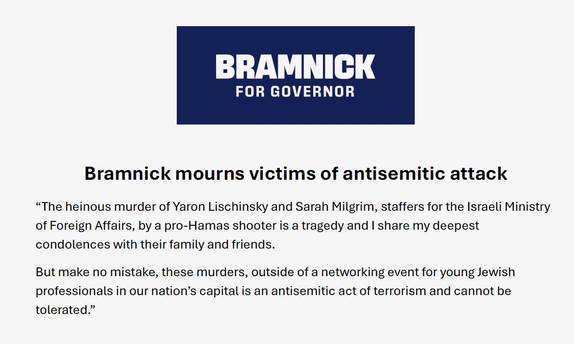 Bramnick mourns victims of antisemitic attack in Washington DC