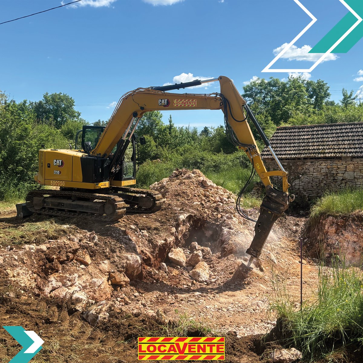 LocaventeOff's tweet photo. [EN PLEINE ACTION]

Notre CAT 310 en pleine action avec son BRH CAT dans le sol rocailleux de Promilhanes dans le Lot 🤌

Profitez du combo pelle + BRH sur une très large partie de notre gamme terrassement 🤝

https://t.co/otRZLbdLiX 🖥️ https://t.co/oDCOTnwb4H