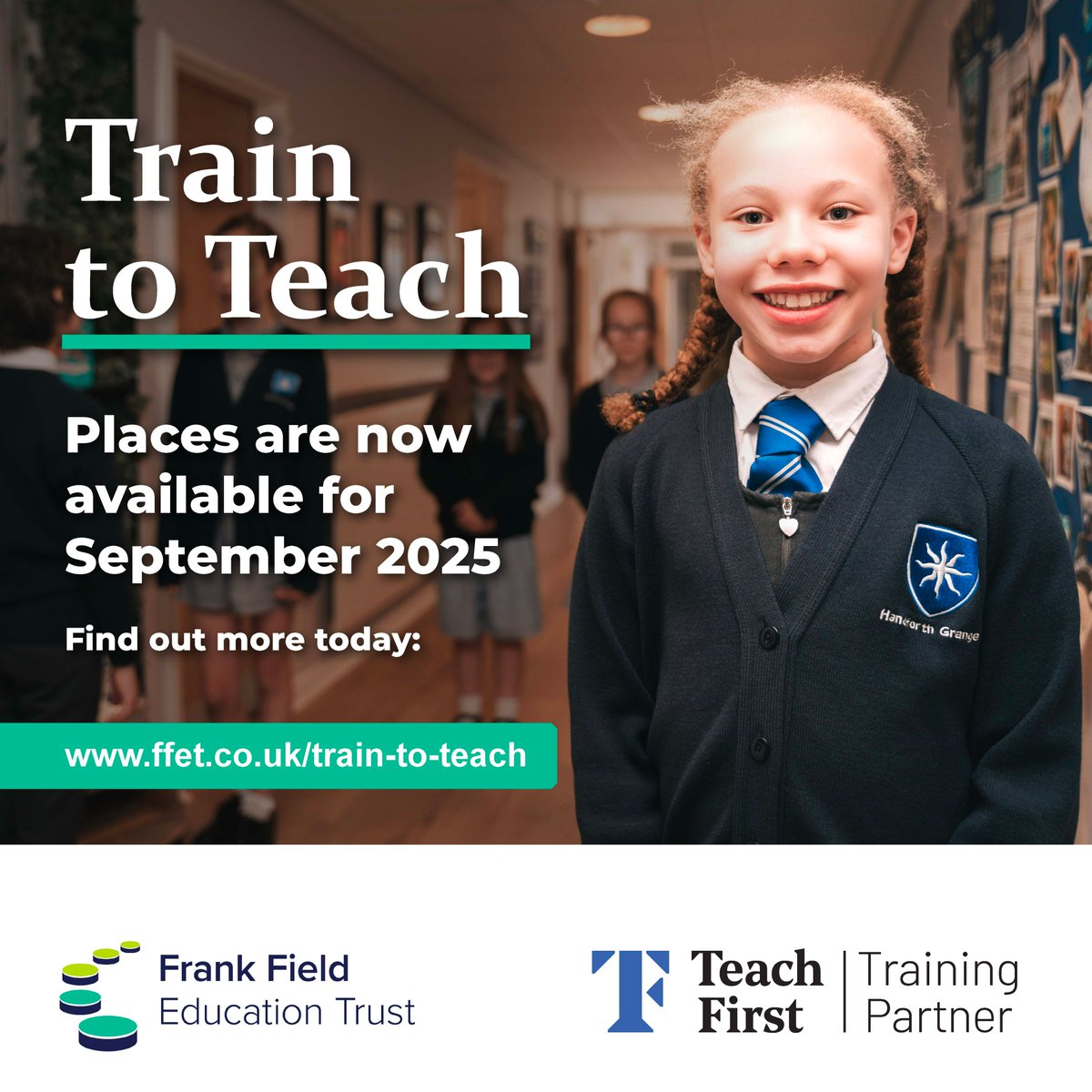 Make a difference in your community. Train to Teach with FFET.

Qualify in one year with practical experience, expert training and support.

Learn more: handforthgrange.com/train-to-teach

#getintoteaching #traintoteach #SCITT #myteachingjourney #teachfirst