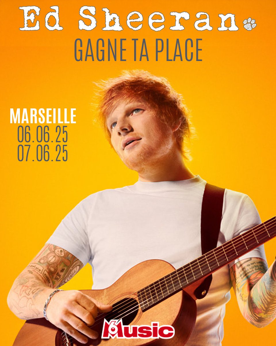 M6MusicOfficiel's tweet photo. #CONCOURS M6 Music
Gagne ta place pour le concert de @edsheeran à l'@orangevelodrome de #Marseille le 6 OU le 7 juin 2025 ! 🤩
Pour participer :
🔥 Follow @M6MusicOfficiel 
🔥 Repost la publication
🔥 Commente la date que tu souhaites
🔥 Identifie ton +1
Bonne chance à tous 🍀 https://t.co/lOQMcW5f2H