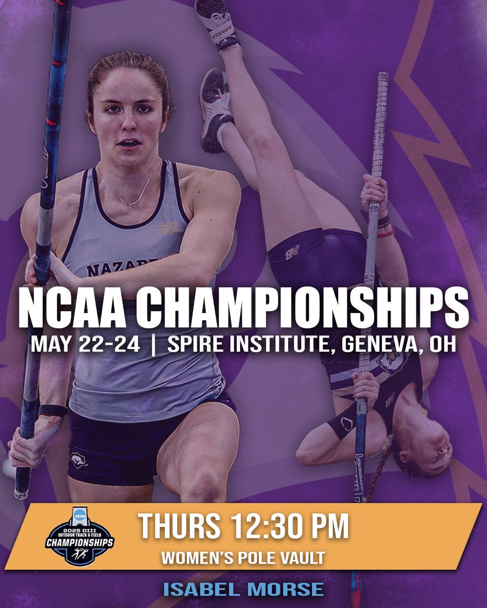 It's NCAA Championship day for Isabel Morse!!!

Morse will be competing in the women's pole vault scheduled to take place this afternoon at 12:30 at Spire... LET'S GO ISABEL!!!

📹 video - ncaa.com/liveschedule/2…

📊 live results - results.leonetiming.com/?mid=7852

@nazuniversity <a href="/Empire8/">Empire 8</a>
