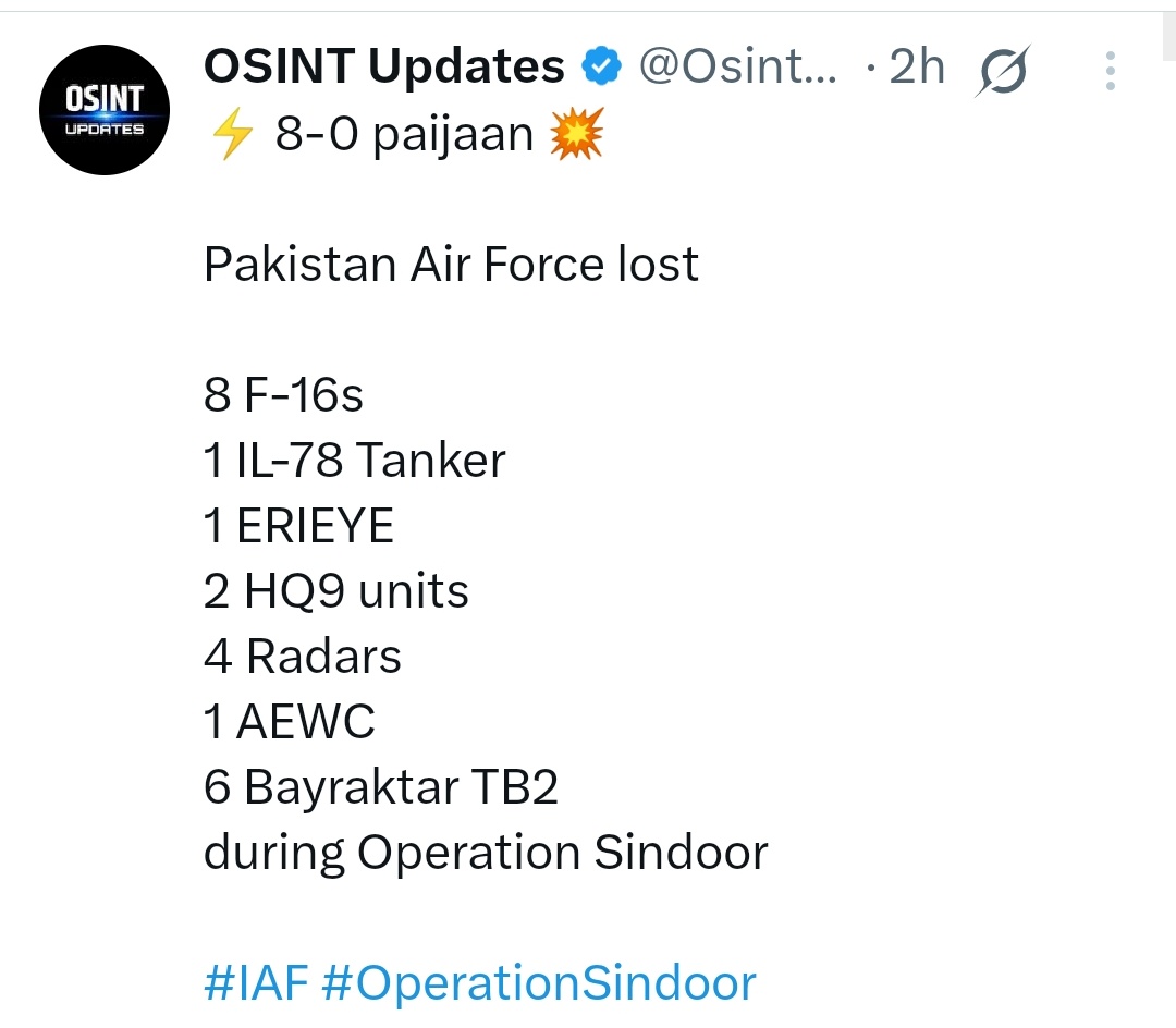DI313_'s tweet image. ‼️Indian 🇮🇳 media has broken all records when it comes to lying.
One report says 4x JF-17s were shot down, and another says 8x F-16s 😂😂