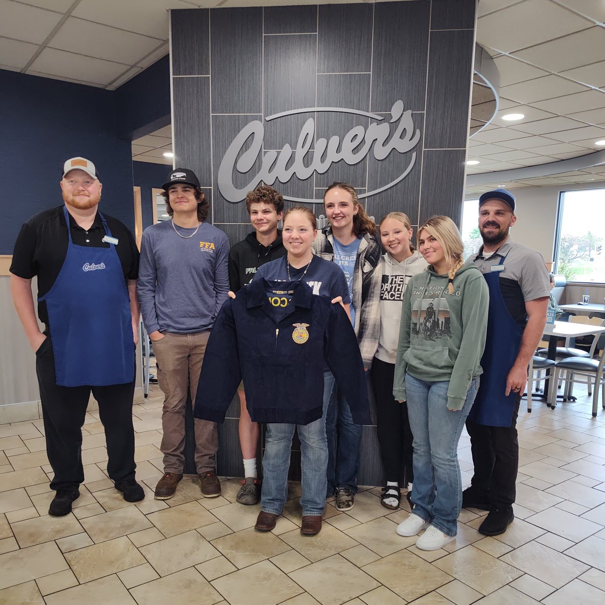 Welcome to Delicious! 🍦🍔🥗

Did you know Culver's on Golf Road in Eau Claire supports Fall Creek FFA through their Thank a Farmer Campaign and Earth Day Custard promo? We're grateful for their support and for the generous jacket donation to one of our #GoCrickets FFA members!