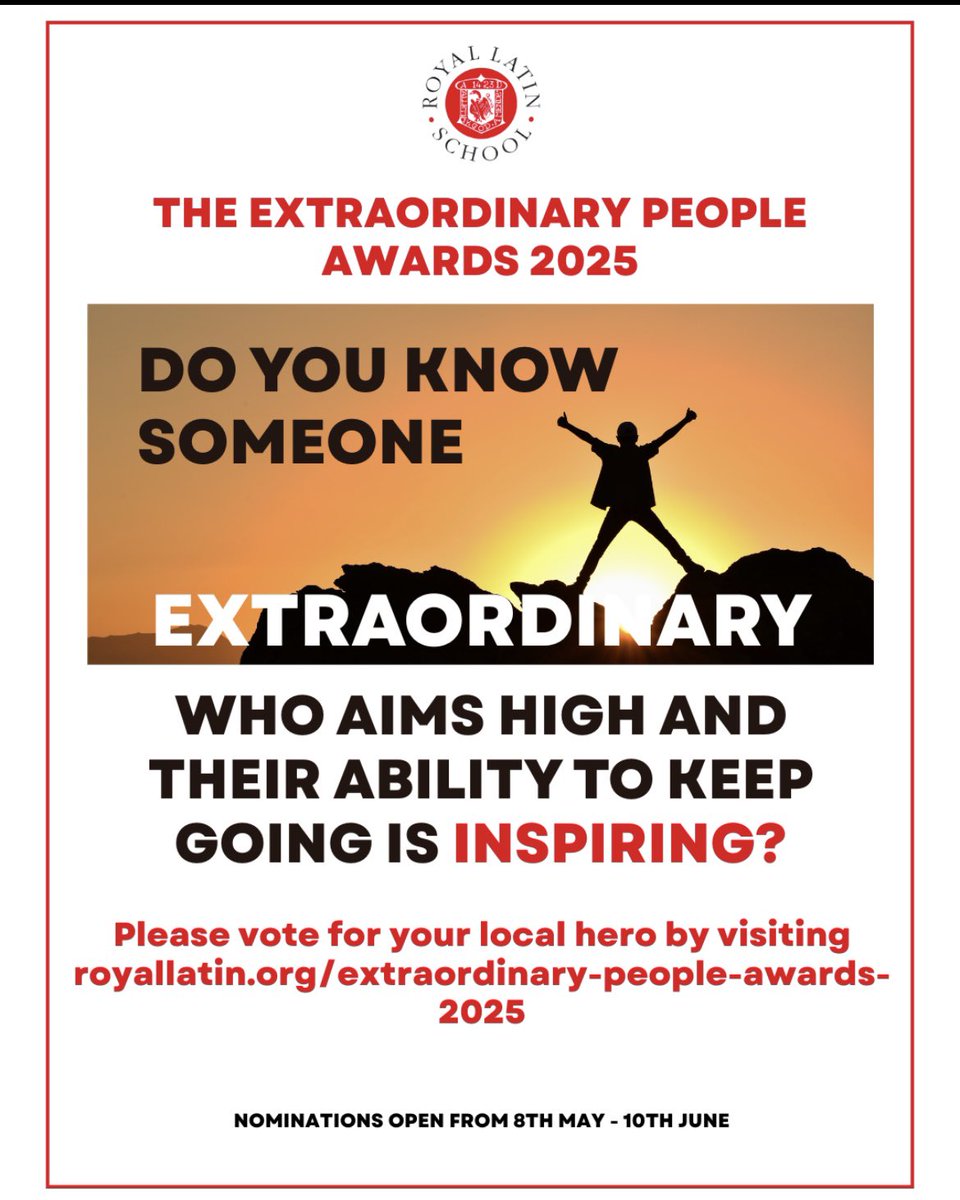 Do you know someone who has shown resilience and inspires others? Nominations for the Extraordinary People Awards are open until 10th June - nominate your local hero today: royallatin.org/extraordinary-…