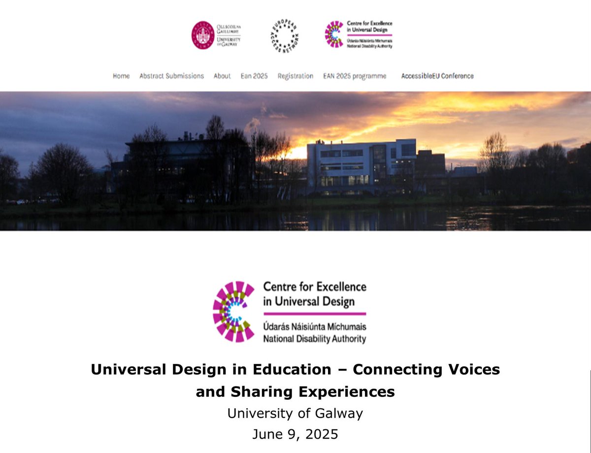 National Disability Authority (@ndaireland) on Twitter photo On 9 June, our <a href="/CEUD_NDA/">Centre for Excellence in Universal Design (CEUD)</a> and <a href="/uniofgalway/">Ollscoil na Gaillimhe | University of Galway</a>, in collaboration with #AccessibleEU, will host a one day event on the topic of Universal Design in Education.
The event is taking place in person at the University of Galway. Registration details are below #UD
nda.ie/news/universal⦠On 9 June, our <a href="/CEUD_NDA/">Centre for Excellence in Universal Design (CEUD)</a> and <a href="/uniofgalway/">Ollscoil na Gaillimhe | University of Galway</a>, in collaboration with #AccessibleEU, will host a one day event on the topic of Universal Design in Education.
The event is taking place in person at the University of Galway. Registration details are below #UD
nda.ie/news/universalā¦