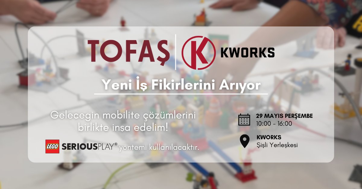 Tofaş geleceğin mobilite çözümlerini girişimcilerle birlikte inşa etmek istiyor! Yeni iş fikirlerine açık olan Tofaş, LEGO® Serious Play yöntemiyle yaratıcı düşünceleri harekete geçirecek Ideathon etkinliğinde girişimcilerle buluşuyor. 

👉 Otomotiv dünyasına değer katacak bir