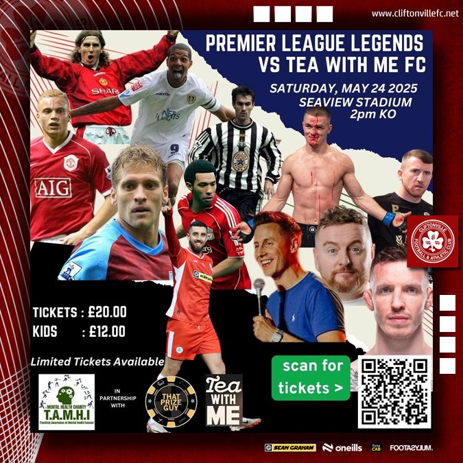 ⚽️ Supporters are reminded of a special fundraising match being staged by our Official Charity Partner <a href="/TAMHI2011/">TAMHI</a> this weekend.

➡️ cliftonvillefc.net/2025/05/22/tea…