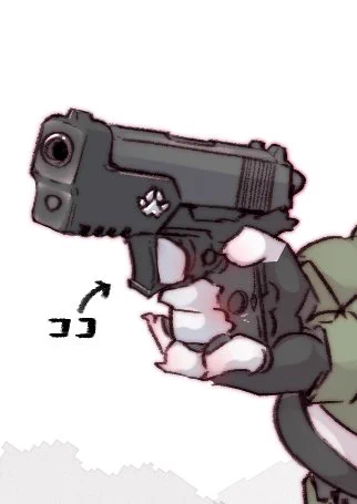 コーギーちゃんこと犬飼さんの使ってる銃ですが、どれもカスタムされていて基本的にトリガーガードが大きくなっています。 そのままじゃ指入んないからね。