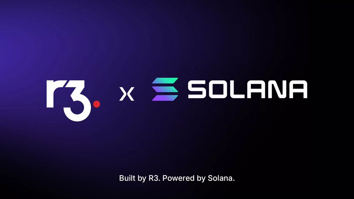 JUST IN: r3’s Corda — used by HSBC, SDX, and Euroclear to move $10B+ in tokenized assets — is integrating with Solana.

For the first time, institutions using Corda will be able to settle directly on a public blockchain.

More from The Block: theblock.co/post/355386/r3…