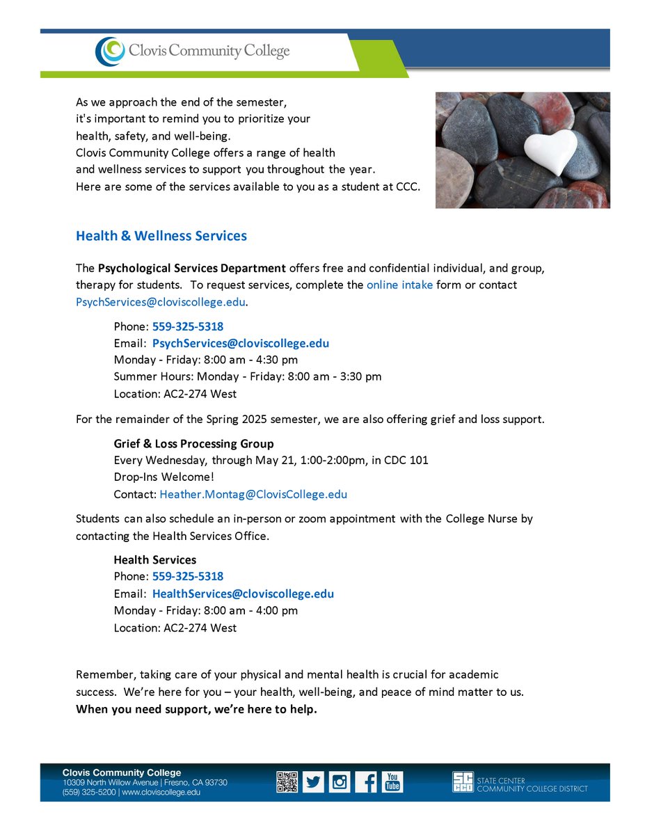 ClovisCollege's tweet image. Interim President Dr. Monica Chahal would like to remind you about services available at CCC. We are Here To Help. 💙 #ClovisCommunityCollege