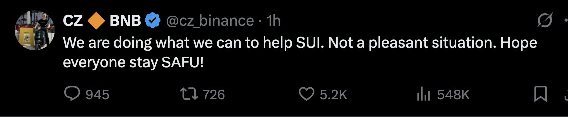 🚨 UPDATE: <a href="/cz_binance/">CZ 🔶 BNB</a> has stepped up to help $SUI after massive DEX hack. 👏