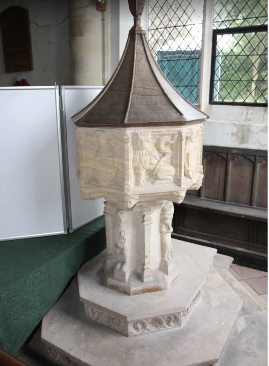 Can anybody identify this East Anglian font with #woodwoses (#wildmen) on it? I think it's probably Sibton, #Suffolk, although possibly one in Norfolk. Any ideas?