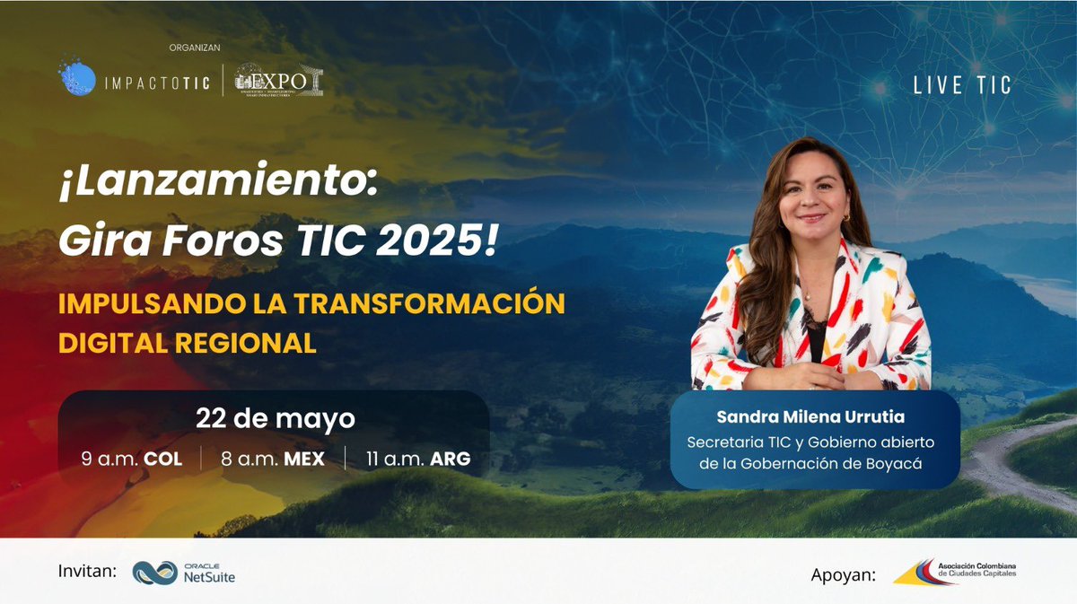 La transformación digital no empieza en el centro, se construye desde los territorios 💡.

Estaré en el Live TIC, conversando sobre cómo desde Boyacá hemos usado la tecnología para conectar con oportunidades reales.

📍 Conéctate aquí: lnkd.in/eDWnD47X