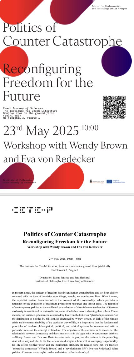Marie Petersmann (@mariepetersmann) on Twitter photo Good to be in Prague in the best company of Wendy Brown and Eva von Redecker for a debate on ‘Freedom in a Time of Ecological Crisis’ <a href="/edisonfilmhub/">Edison Film Hub</a>
and a workshop on ‘Politics of Counter-Catastrophe’ organised by <a href="/cete_prague/">CETE-P</a> <a href="/FLU_AV_CR/">Filosofický ústav AV</a> :
cetep.eu/politics-of-co… Good to be in Prague in the best company of Wendy Brown and Eva von Redecker for a debate on ‘Freedom in a Time of Ecological Crisis’ <a href="/edisonfilmhub/">Edison Film Hub</a>
and a workshop on ‘Politics of Counter-Catastrophe’ organised by <a href="/cete_prague/">CETE-P</a> <a href="/FLU_AV_CR/">Filosofický ústav AV</a> :
cetep.eu/politics-of-co…