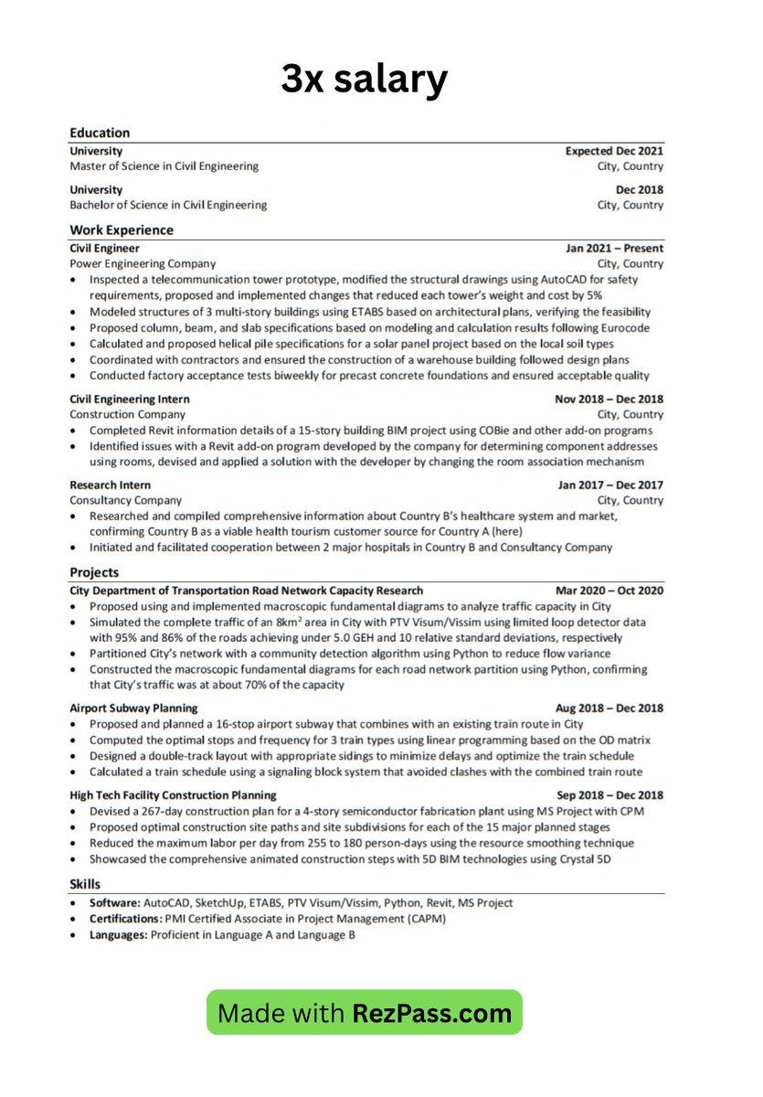 every week, we find real resumes that people used to get offers at top companies.

here are the resumes of people got offers at
- Tesla
- Lockheed Martin
- Google

and helped other people
- 3x their Salary
- get 3 internship offers