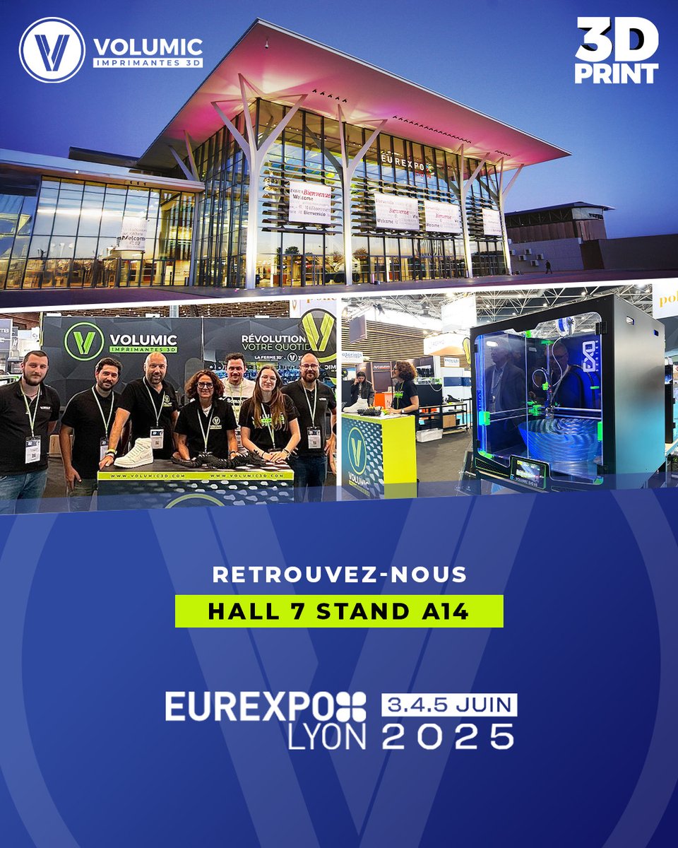 VOLUMIC 3D (@volumic3d) on Twitter photo ✨RETROUVEZ-NOUS AU 3D PRINT LYON !
Nous serons présents du 3 au 5 juin au <a href="/salon_3DPRINT/">3D PRINT Congress & Exhibition</a> Lyon à l’Eurexpo, l’un des rendez-vous majeurs de l’impression 3D en Europe.
📍 Stand A14
#3dprint25 #industrie3D #innovation #madeinfrance #impresson3D #imprimante3D ✨RETROUVEZ-NOUS AU 3D PRINT LYON !
Nous serons présents du 3 au 5 juin au <a href="/salon_3DPRINT/">3D PRINT Congress & Exhibition</a> Lyon à l’Eurexpo, l’un des rendez-vous majeurs de l’impression 3D en Europe.
📍 Stand A14
#3dprint25 #industrie3D #innovation #madeinfrance #impresson3D #imprimante3D