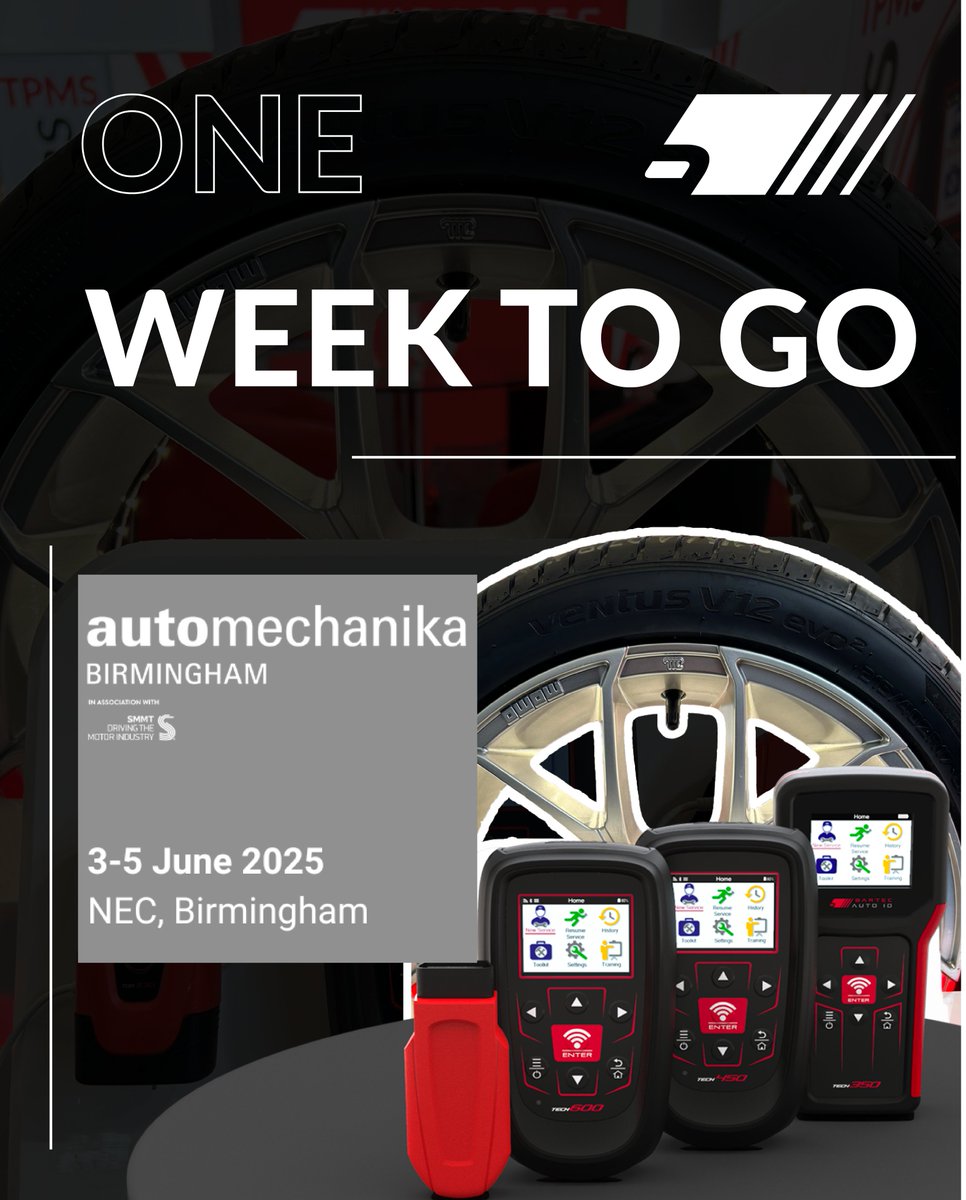 🚨 Only 1 Week to Go! 🚨
We’re counting down the days — Bartec Auto ID is just one week away from exhibiting at Automechanika Birmingham! 🙌

We’re excited to showcase the latest in TPMS solutions and technology. We look forward to meeting industry professionals, partners, and